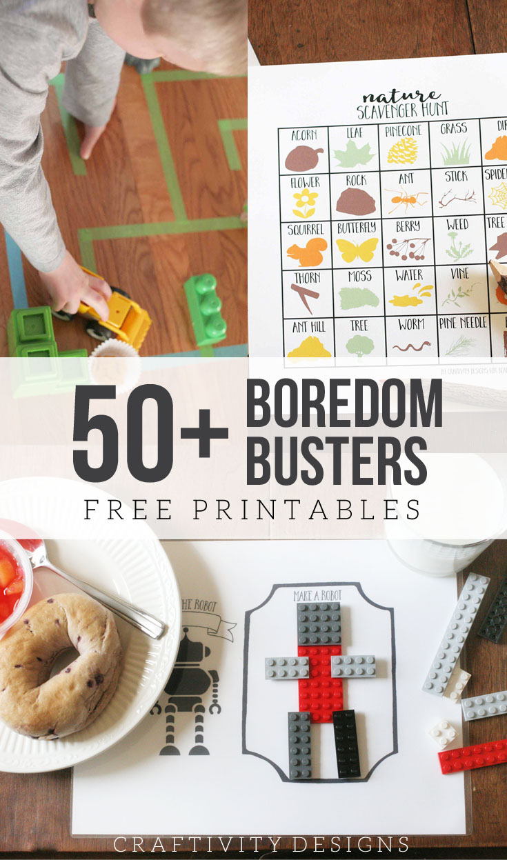 50+ Boredom Buster Templates and Printables, Active Play, Creative Play, Templates for Kids, Printables for Kids, Games and Puzzles