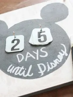 Disney Countdown Calendar with printable numbers and the words 