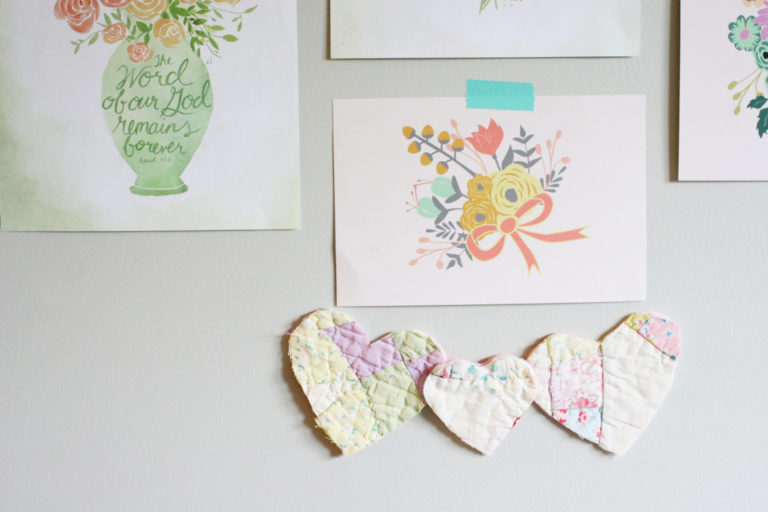 Quilted Hearts and Floral Prints in a Modern Boho Nursery by Craftivity Designs