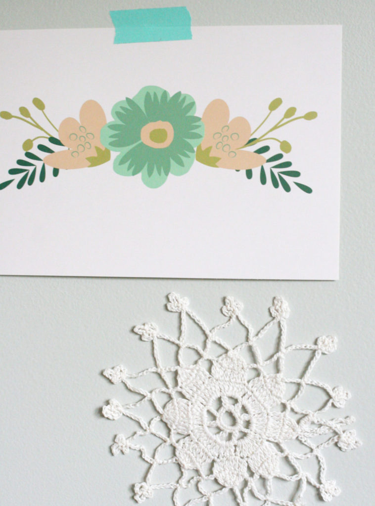 Wall Decor - Doily and Floral Print - for a Budget Nursery