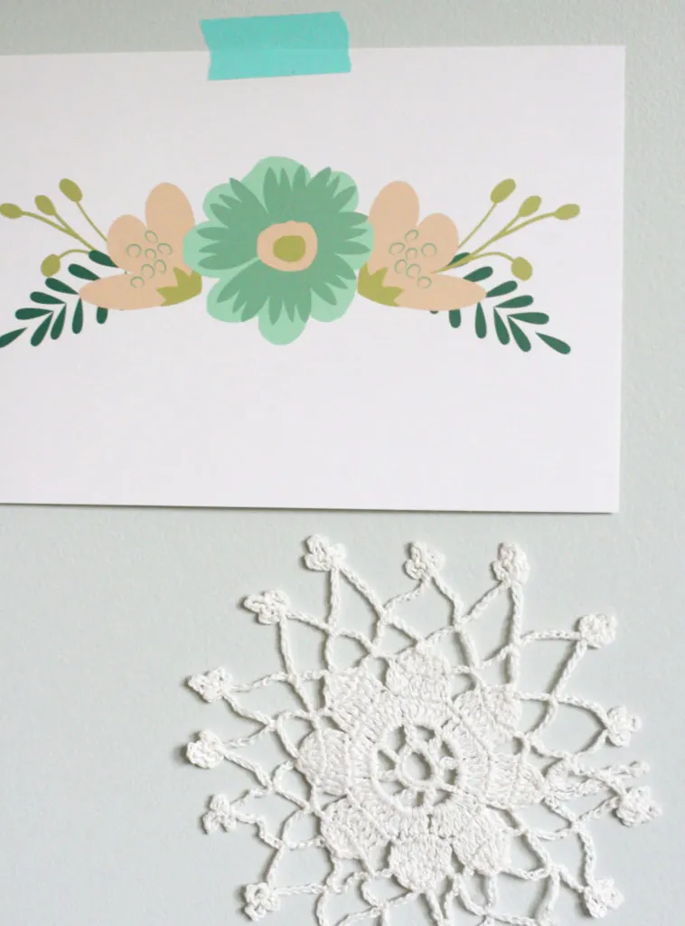 Wall Decor - Doily and Floral Print - for a Budget Nursery