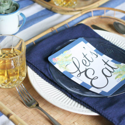 Pretty Pineapple Tablescape with a FREE Printable Menu