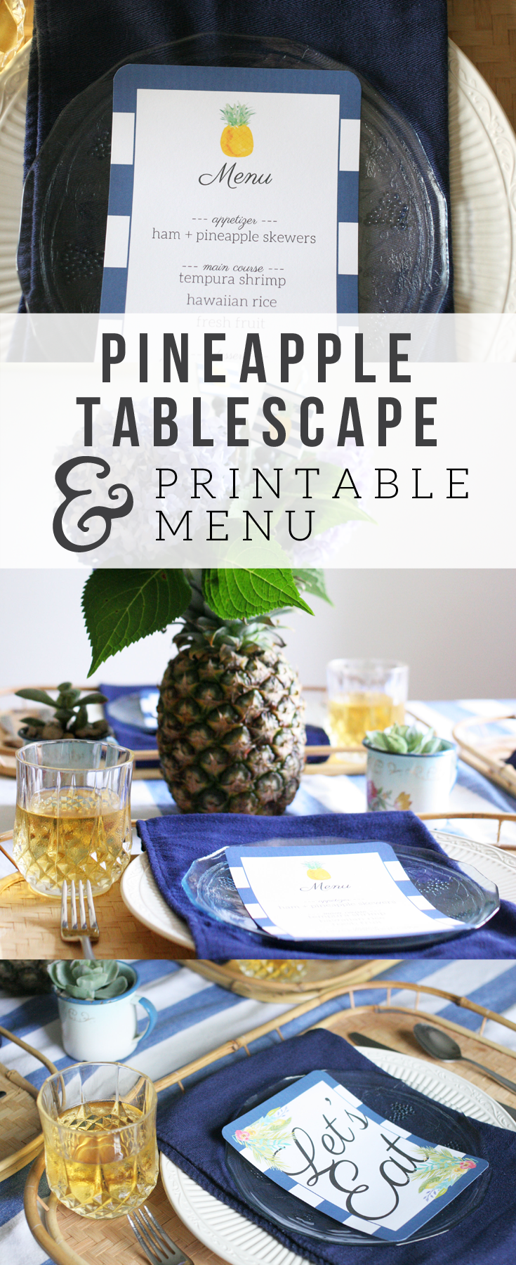 Pretty Pineapple Tablescape, Summer Party, Pineapple Party, Pineapple Menu, Printable Menu Template, Pineapple Table Setting by Craftivity Designs ---> Click the Image to Download the FREE Printable Template