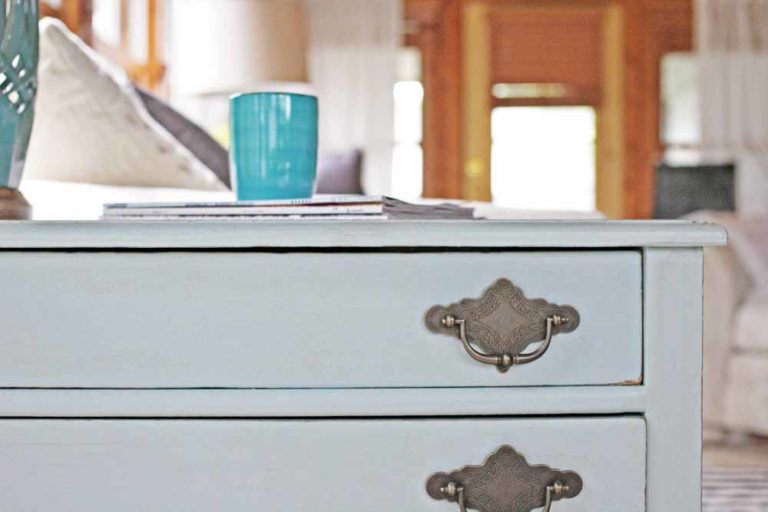 How to Distress Furniture with Chalky Finish Paint. How to Choose Hardware for Vintage Furniture. DecoArt Americana Decor Chalky Finish Paint in Vintage. Painted Furniture Makeovers. @CraftivityD