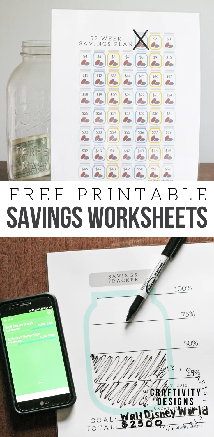 Get Organized with a Free Savings Tracker Printable, Savings Tracker Template, Savings Worksheet, Financial Freedom, Vacation Planning, Renovation Planning