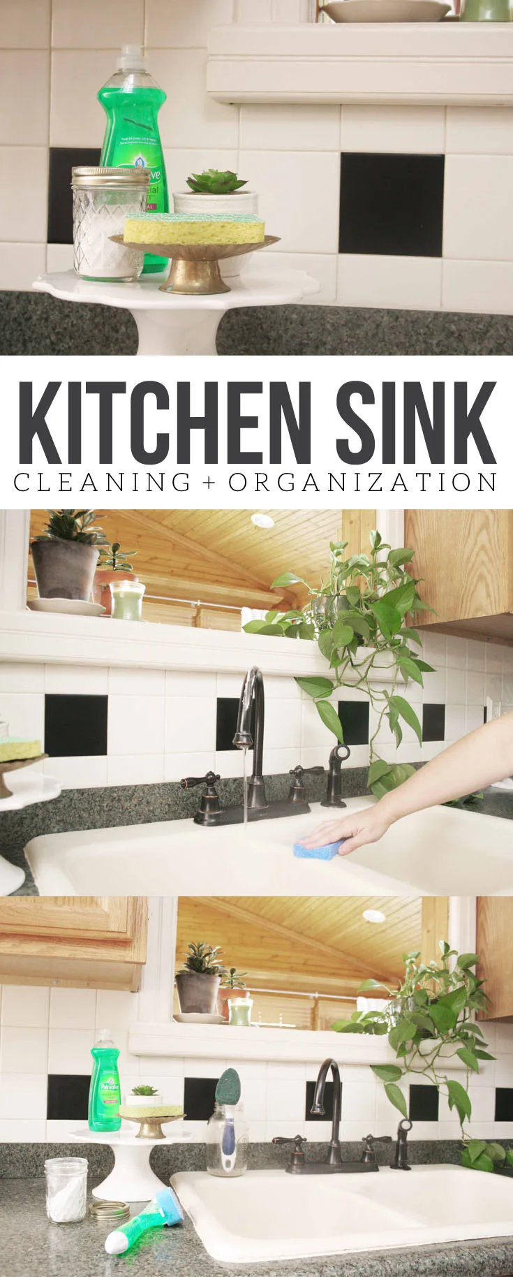 How to keep the Kitchen Sink Clean and Organized, Kitchen Sink Cleaning, Kitchen Sink Organization, Farmhouse Style Faucet, Oil Rubbed Bronze, Gooseneck, Farmhouse Sink #farmhousestyle #farmhouse #kitchen