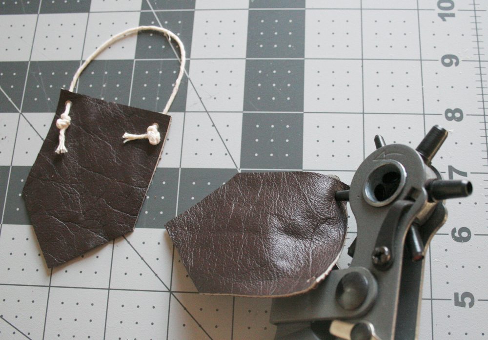 punch holes in leather gift tags