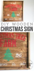 Learn how to make a wooden Christmas Sign to hang in your home. Use the free U-CUT Tree Farm printable as a template for the wood farmhouse sign. #farmhousesign #christmas