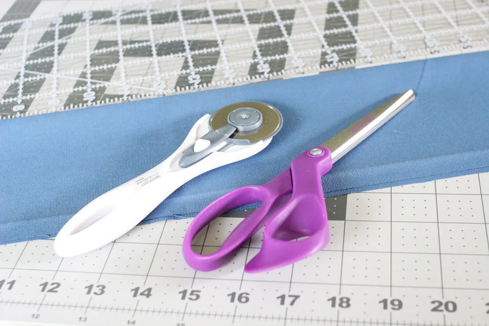 cut fabric, rotary cutter, scissors