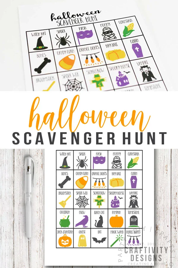 halloween scavenger hunt printable, halloween game