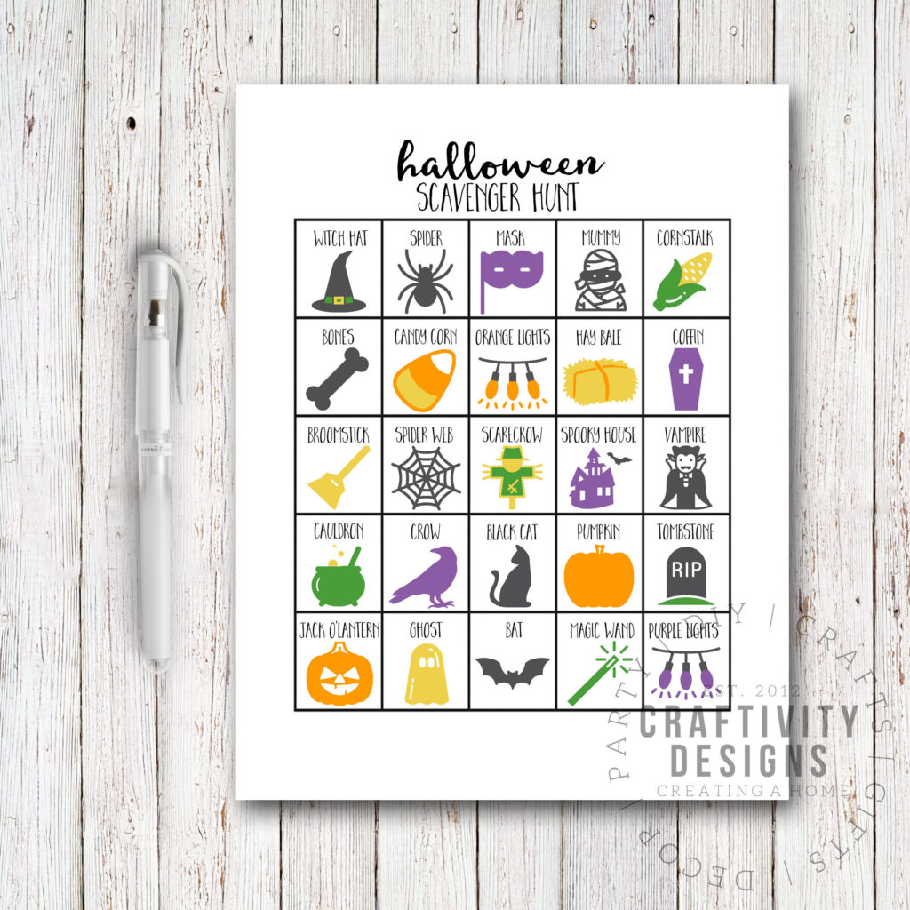 halloween scavenger hunt printable