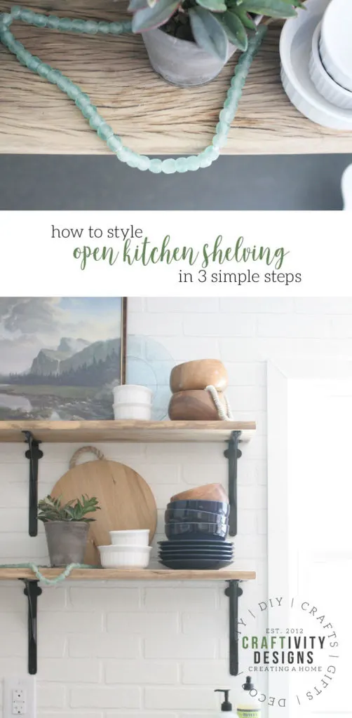 How to Style Open Shelving in a Kitchen in 3 Simple Steps, brick backsplash