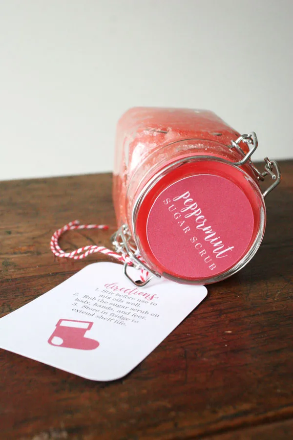 Peppermint Body Scrub with labels