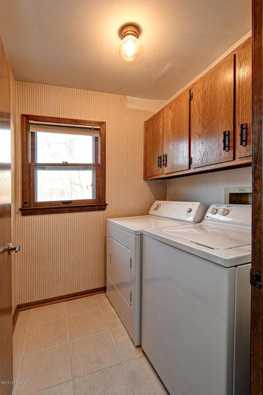 brown laundry room