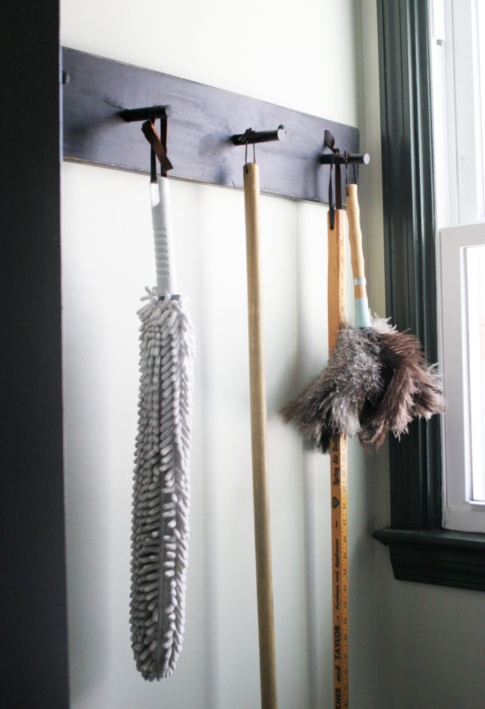peg rack in small laundry room or utility room
