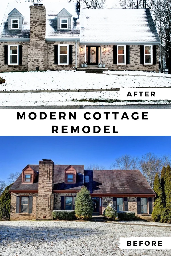 Modern Cottage Remodel, Brick Exterior Before and After by Craftivity Designs