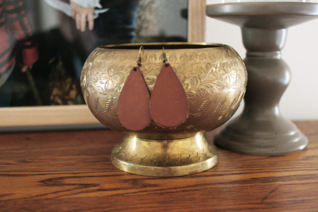 earring organization on brass bowl, photo by Craftivity Designs