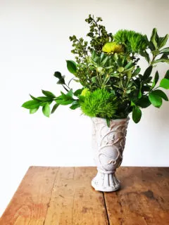 Green Flower Arrangement, how to assemble an all green floral arrangement
