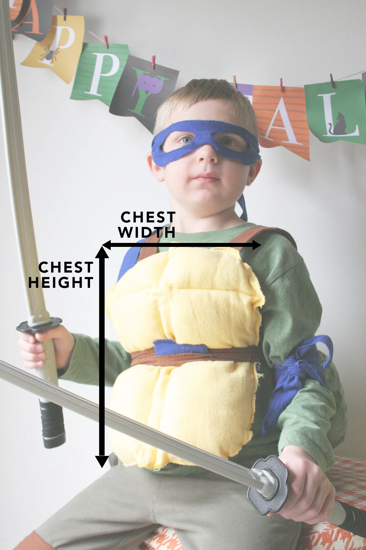chest and width measurement for ninja turtle costume