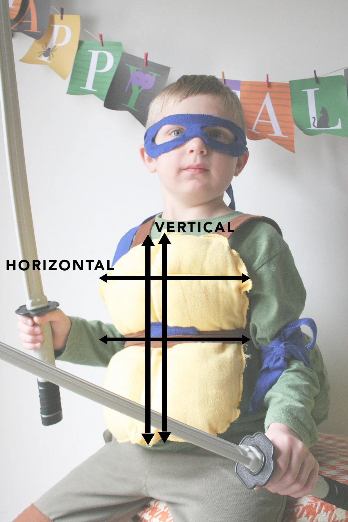 vertical and horizontal stitch for ninja turtle costume