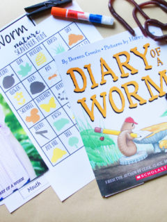 Craft Subscription Box from Lit League Boxes featuring Diary of a Worm and a Nature Scavenger Hunt