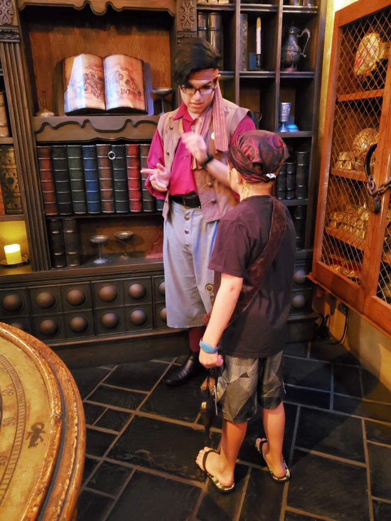 Inside the Pirates League "secret room" at Magic Kingdom in Disney World