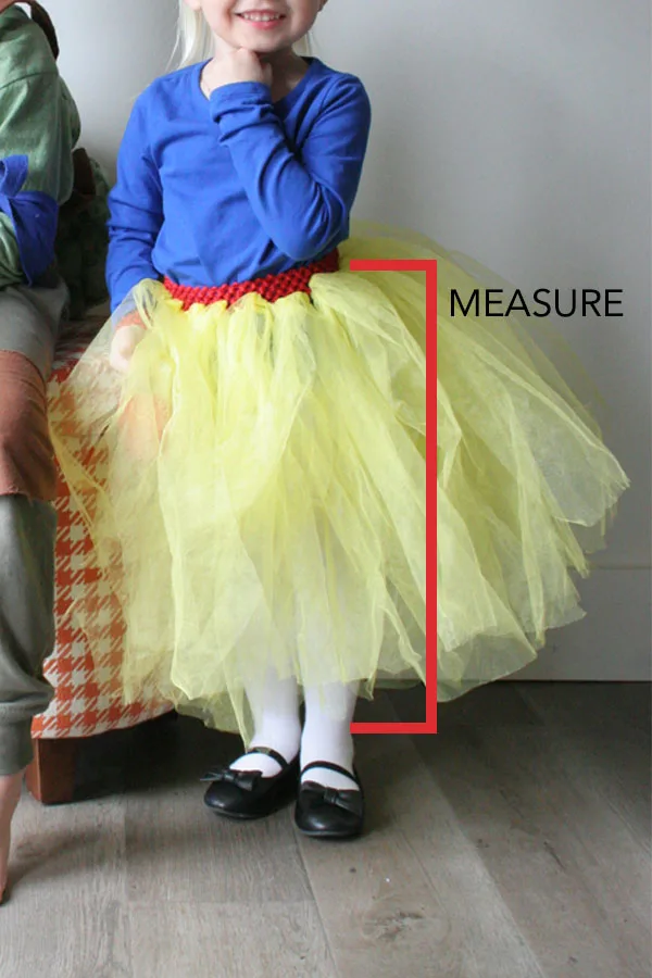How to measure the length of a tulle skirt for a DIY Snow White Costume