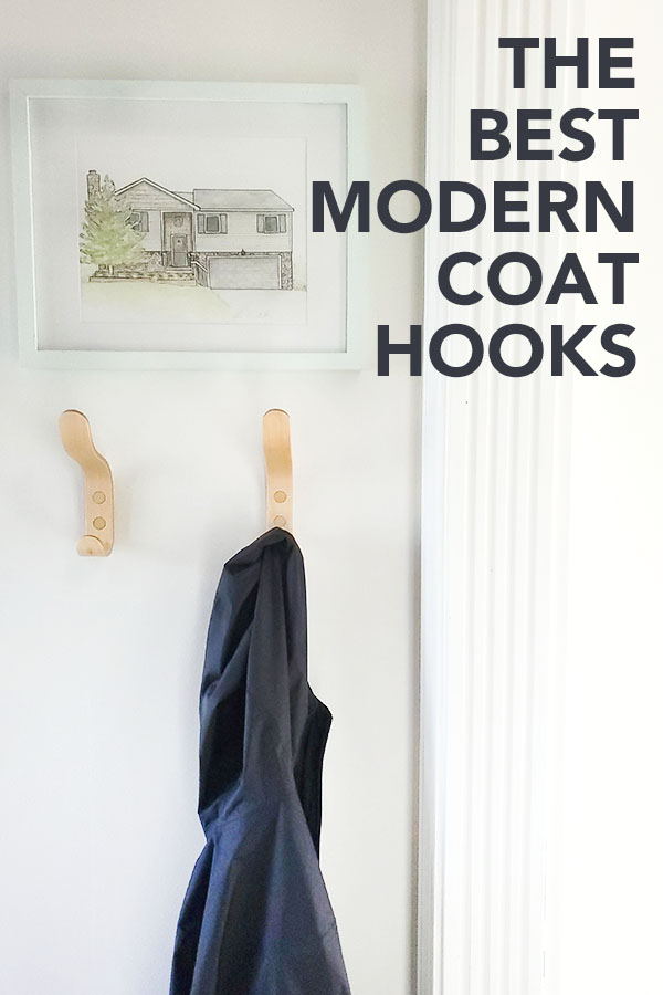 The Best Modern Coat Hooks - jacket hanging on bent wood maple coat hooks