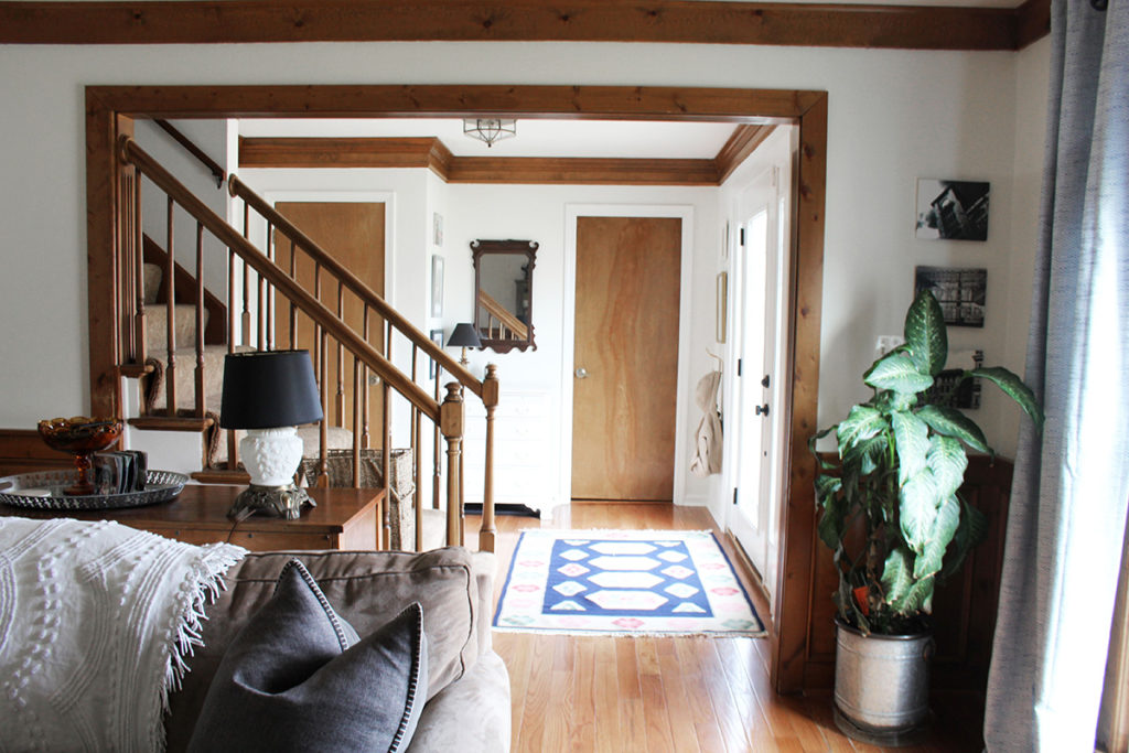 Entry Way After Modern Cottage Remodel, Dark Trim and White Walls, by Craftivity Designs