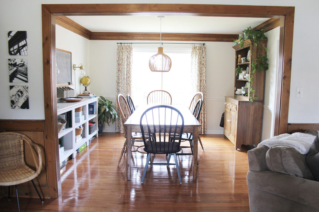 Dining Room After Modern Cottage Remodel, Wood Trim and White Walls, by Craftivity Designs