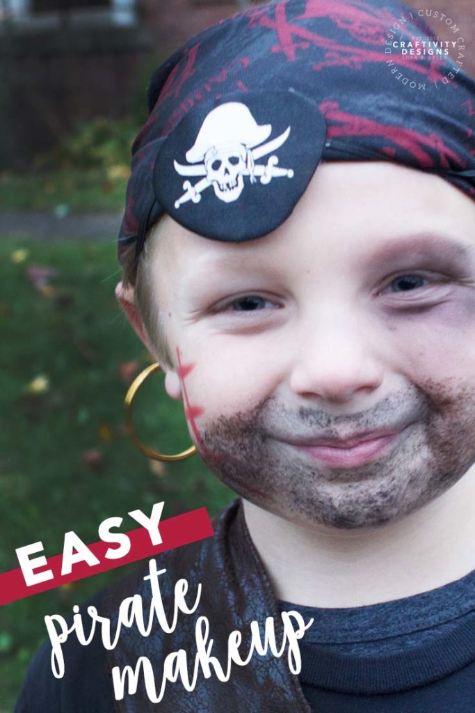 How to Do Pirate Makeup - easy pirate makeup with a beard, black eye, and red stitches