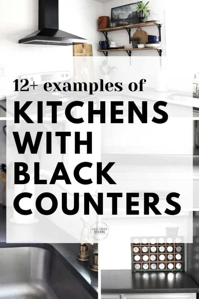 black quartz countertops white cabinets