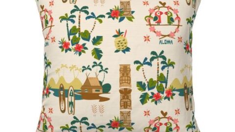 Image for Mid-Century Tiki Resort&nbsp;Throw Pillow