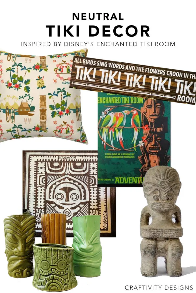 Neutral Tiki Decor Ideas inspired by Walt Disney's Enchanted Tiki Room