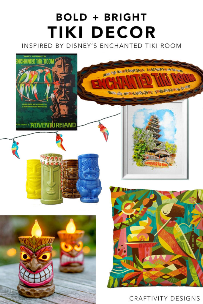 Colorful Tiki Decor Ideas inspired by Walt Disney's Enchanted Tiki Room