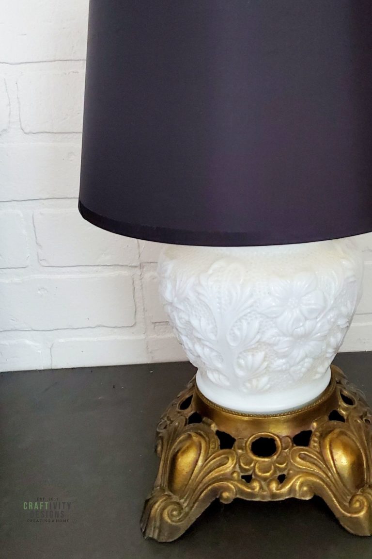 Milk Glass Lamp Makeover (with missing lampshade)
