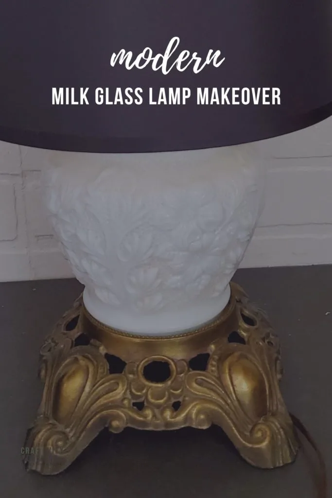 Antique Milk Glass Lamp with Modern Black Lampshade