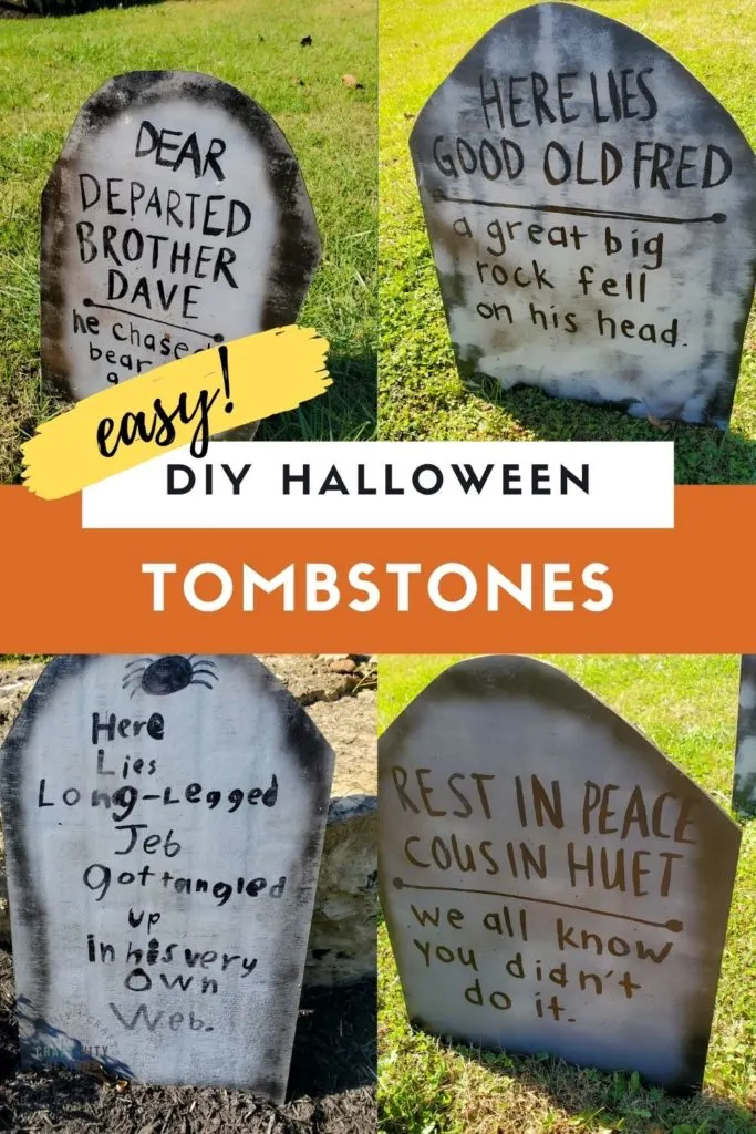 How to make easy DIY Halloween tombstones with funny tombstone sayings