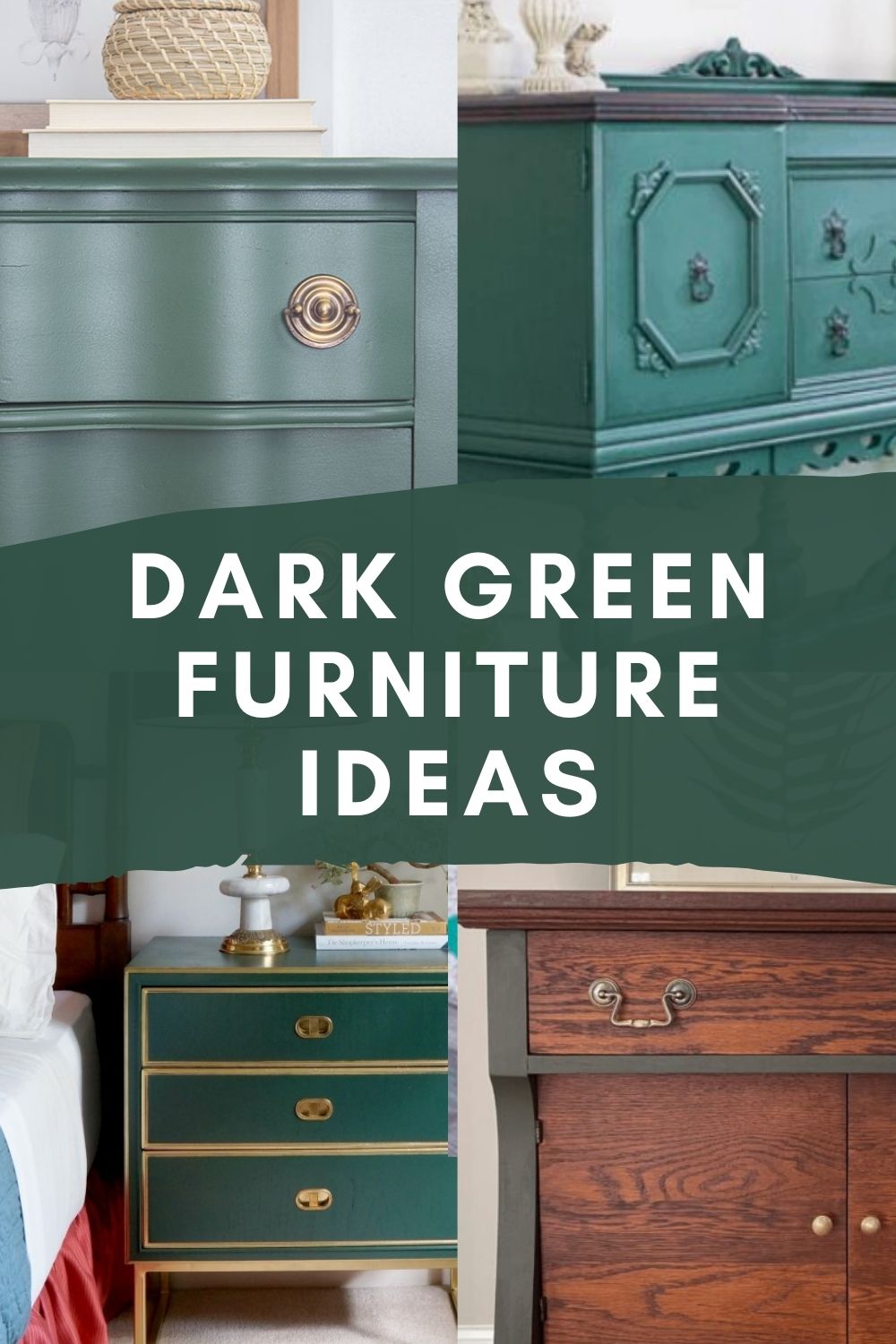 Green Side Table with Black Glaze - Scavenger Chic