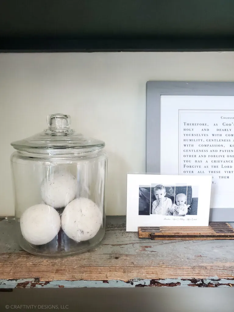 store dryer balls in cookie jar, small laundry room ideas