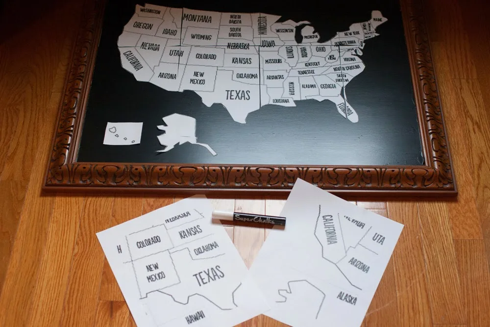 template for DIY Travel Map USA