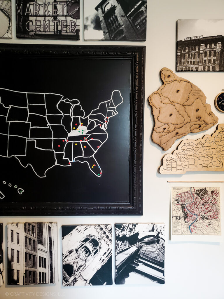 diy travel map and travel gallery wall