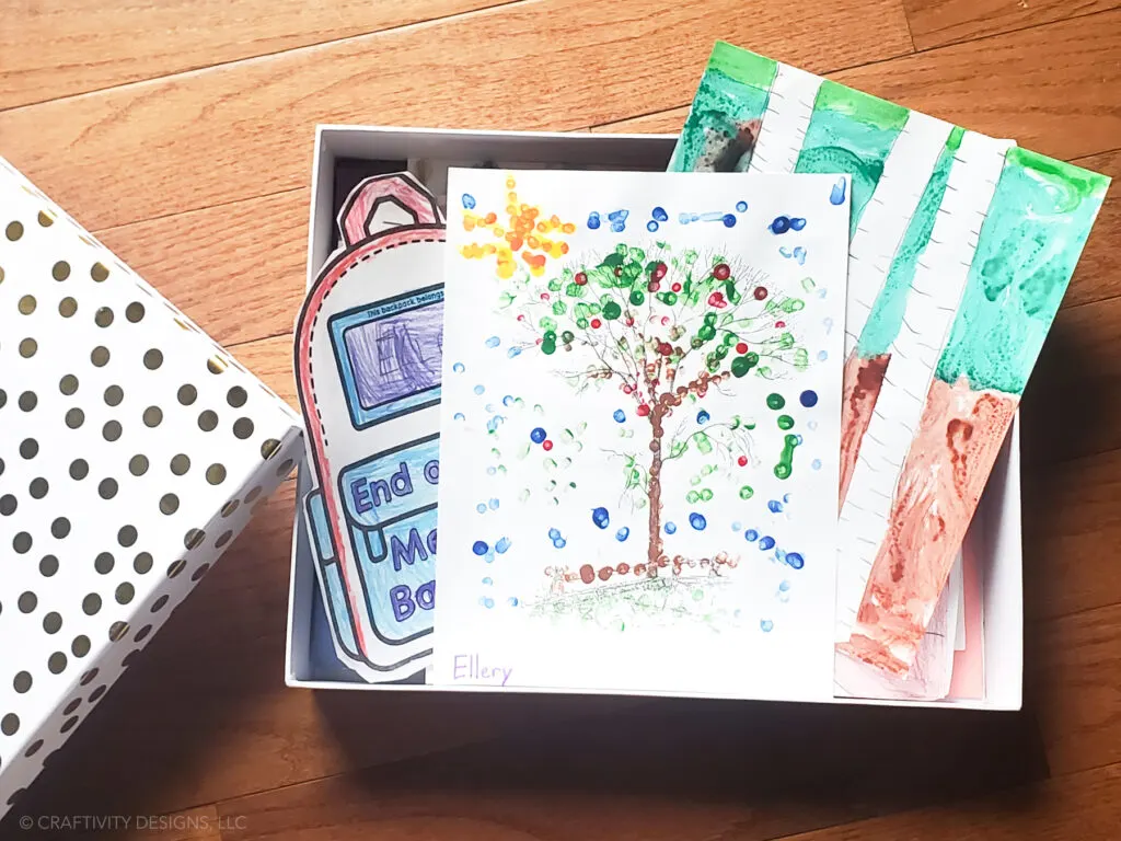 Art box or memory box to store children's artwork.