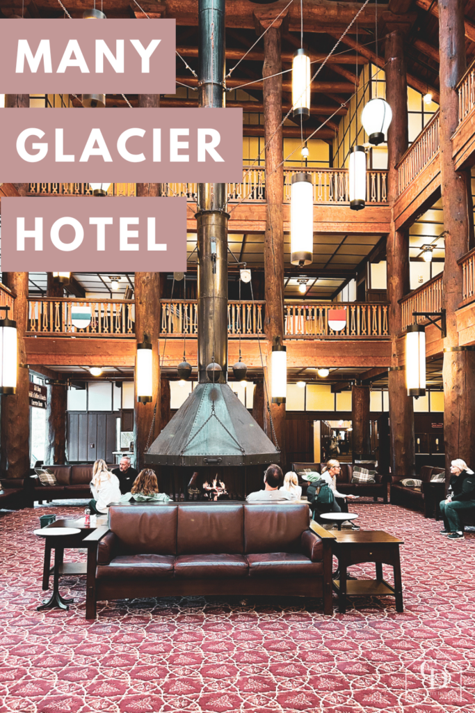 Lobby at Many Glacier Hotel in Glacier National Park, Swiss Chalet Style Interior