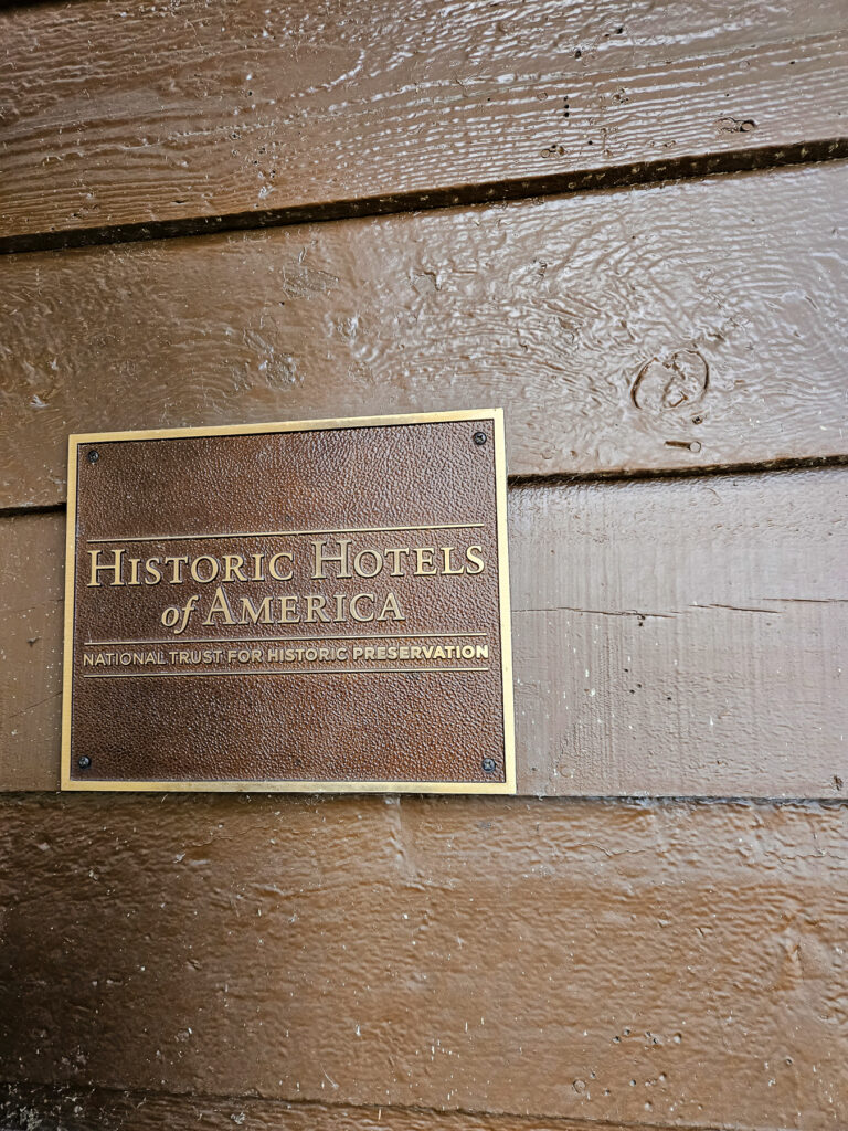 Photo of the Historic Hotels of America Plaque at Many Glacier Hotel
