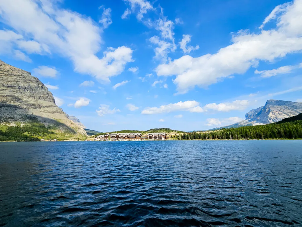 Photo of Many Glacier Hotel from Swiftcurrent Lake 