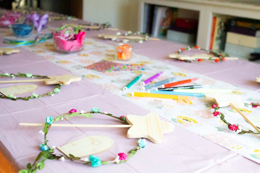 fairy door, fairy wand, and fairy crown - fairy crafts for a fairy birthday party