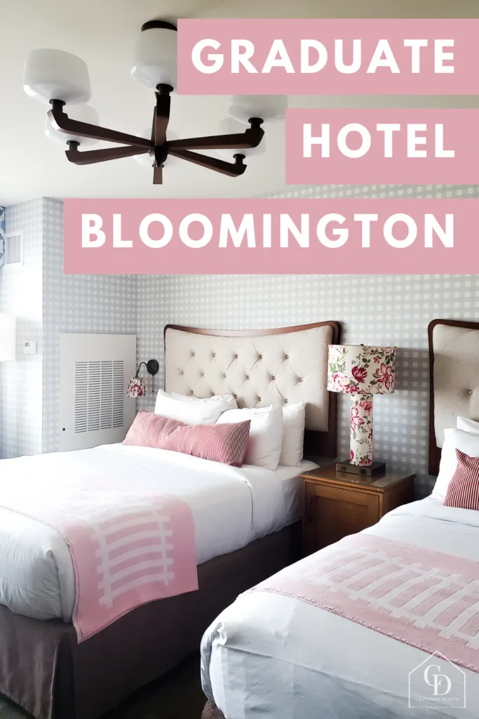 a review of the Graduate Hotel in Bloomington, Indiana, guest room with two queen size beds