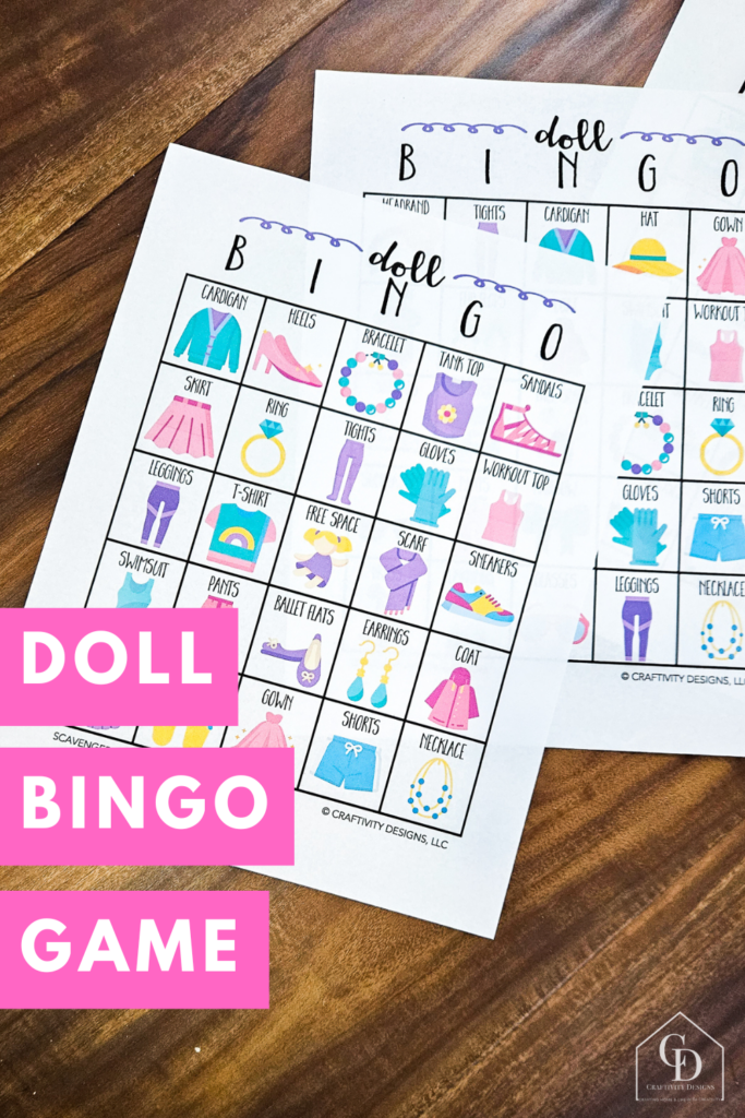 doll bingo game for barbie or 18 inch dolls