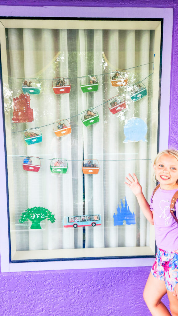 skyliner themed window decoration at Disney's Pop Century resort